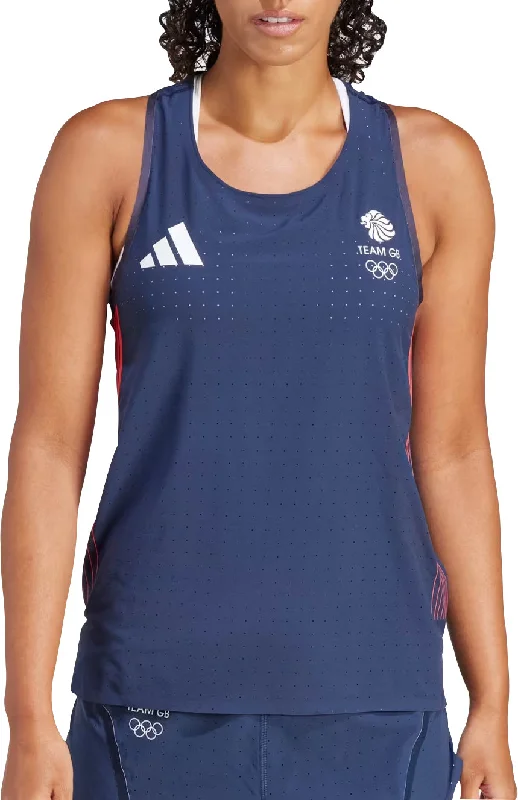 Limited Quantity adidas Adizero Team GB Womens Running Vest Tank Top - Blue
