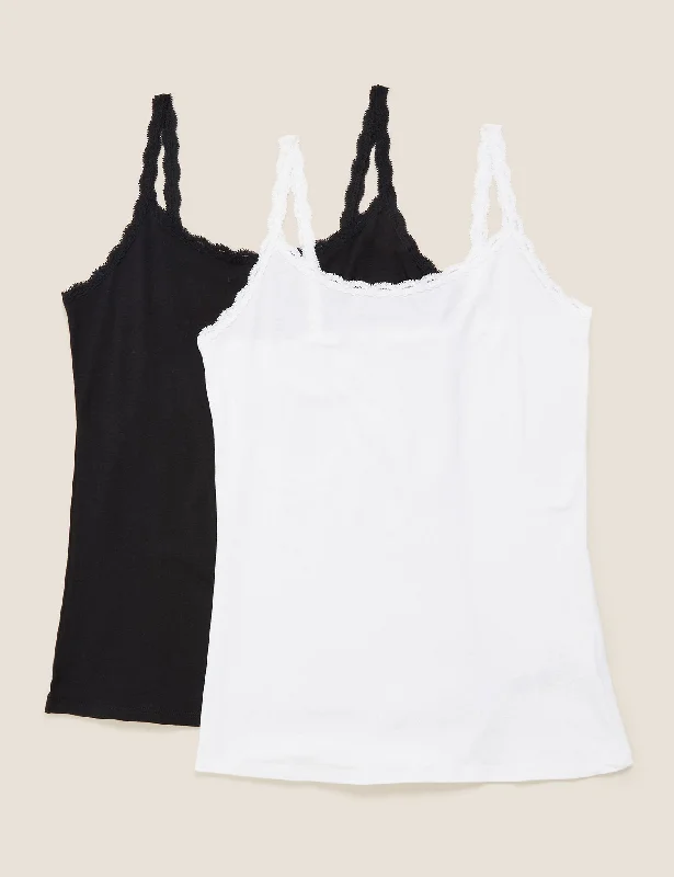 Online Only 2pk Cotton Lace Trim Vest