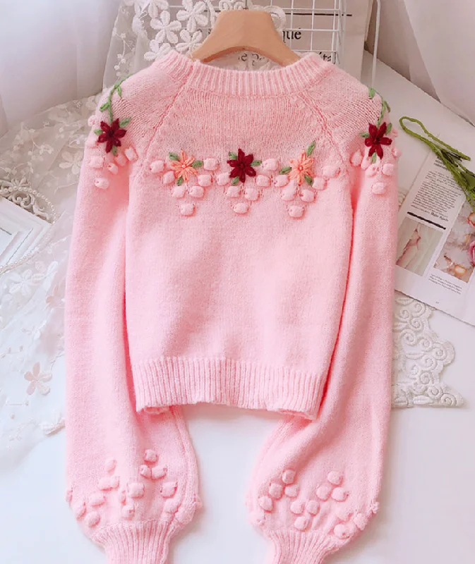 Price Drop Sweet flowers long sleeve sweater  082