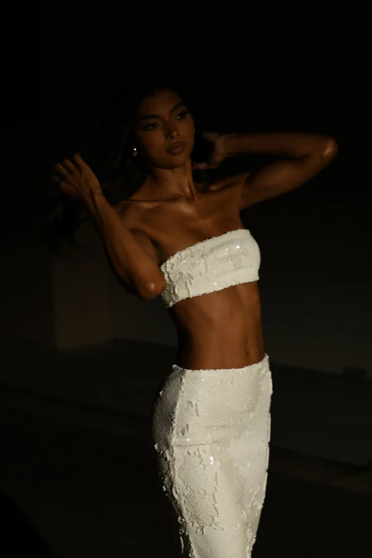 Instant Savings Emerie Strapless Sequin Bandeau - White