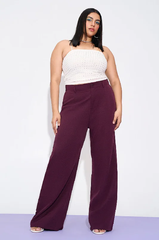 New Deals Merlot Mist Curve Adjustable Korean Pants