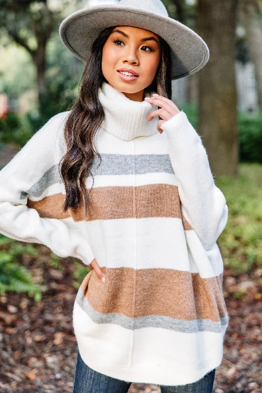 Time-Limited Offer Leave It All Behind Cream White Striped Sweater