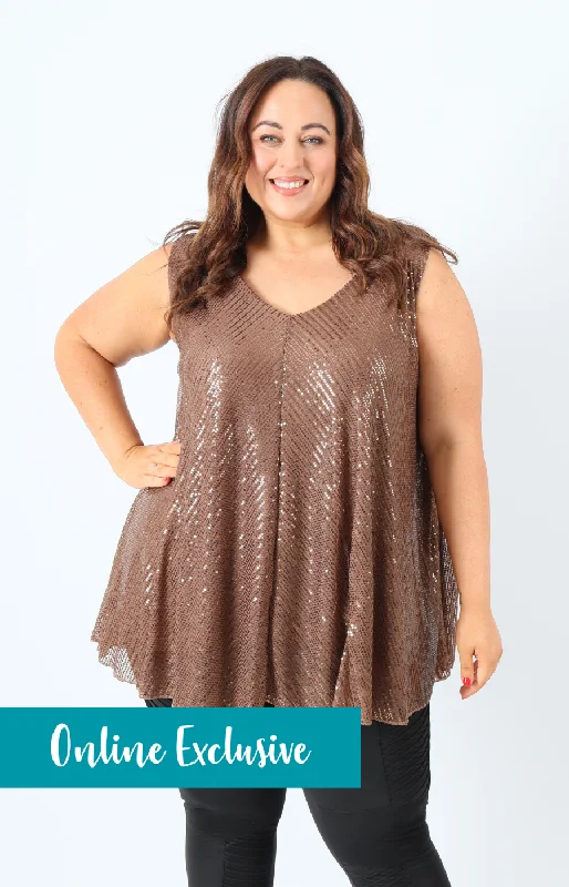 Markdown Madness Elizabeth Sequin Vest Top in Brown