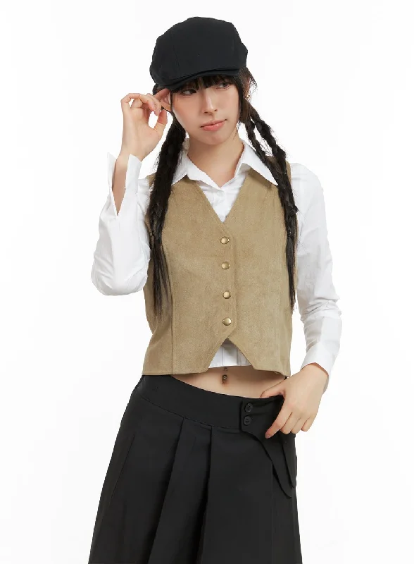 Special Promotion Button Suede Vest CG419