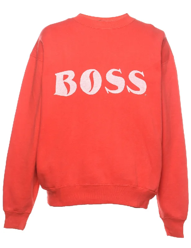 Weekend Discounts to Enjoy Boss Printed Red & Off-White Sweatshirt - M
