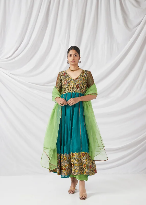 Weekend Deals That Dazzle Savanthige Salwar Set In Aqua Lake Blue And Mint Green