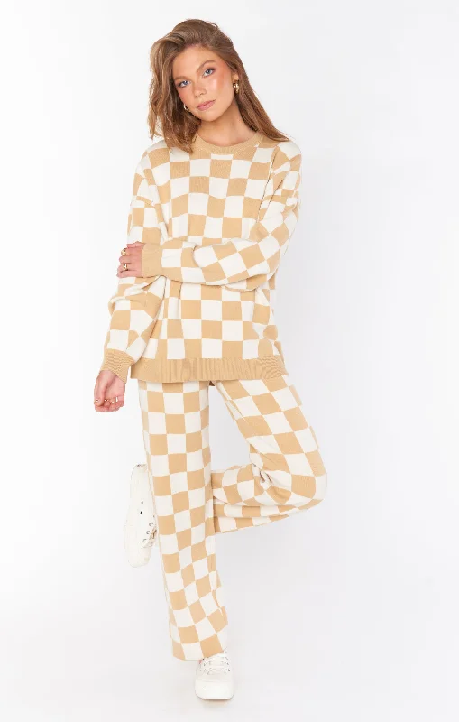 Online Deal Zermatt Sweater Pant ~ Tan Checker Knit