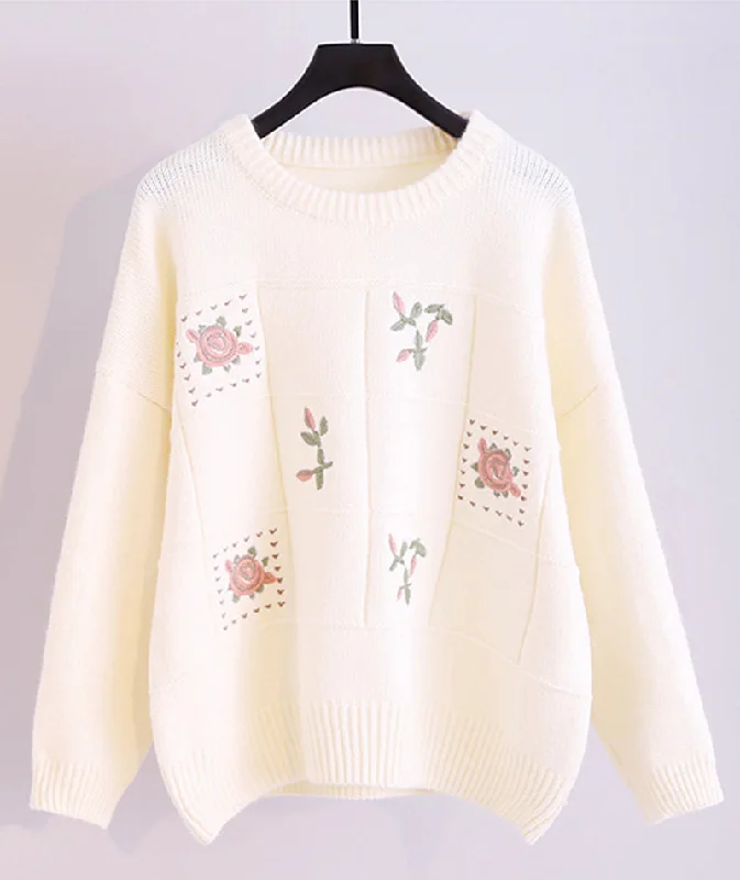Clearance Items Sweater cute embroidery long sleeve sweater  064