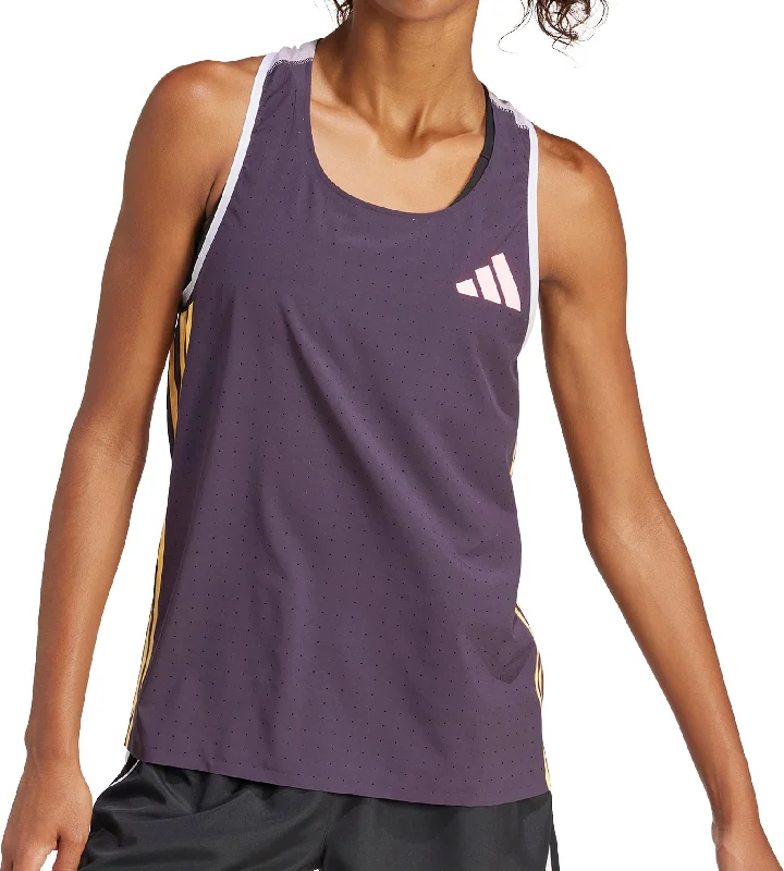 Seasonal Clearance adidas Adizero Promo Womens Running Vest Tank Top - Purple