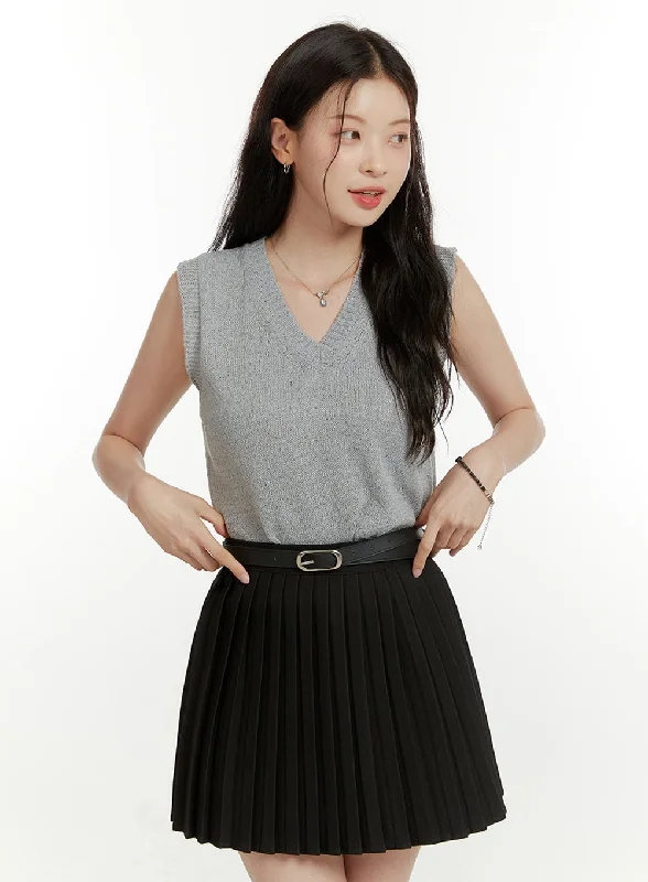 Price Rollback V-Neck Sleeveless Knit Top OU418