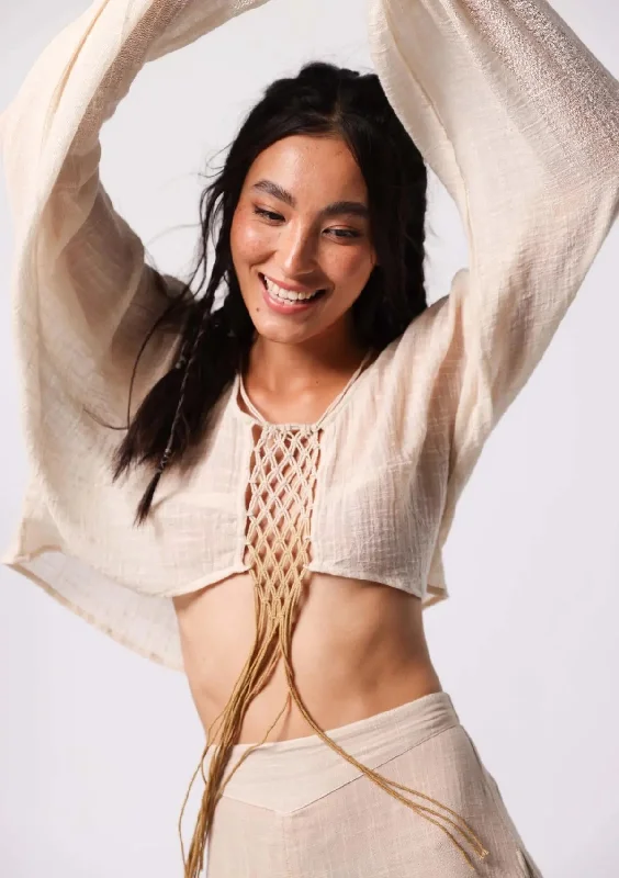 Can't Miss DELILAH MACRAME TOP - UNDYED /CURRY