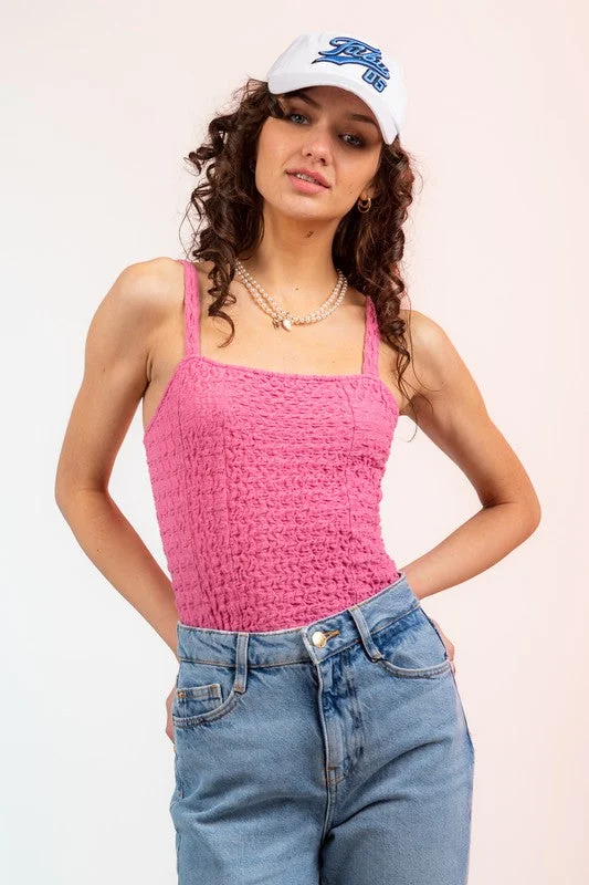 Hot Deal Sleeveless Blistered Bodysuit w/ Snap
