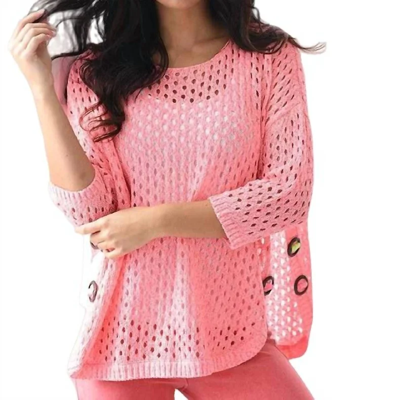 Weekend Steals Await Aimee Wooden Button Poncho In Pink