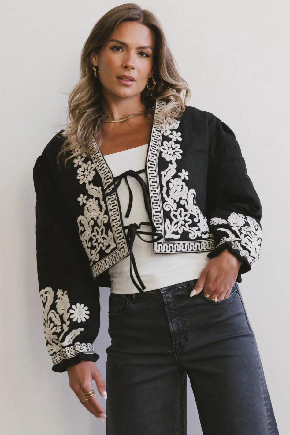 Today Only Benja Embroidered Jacket in Black