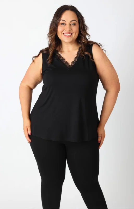 Act Now Mellomi Ava Lace Vest in Black