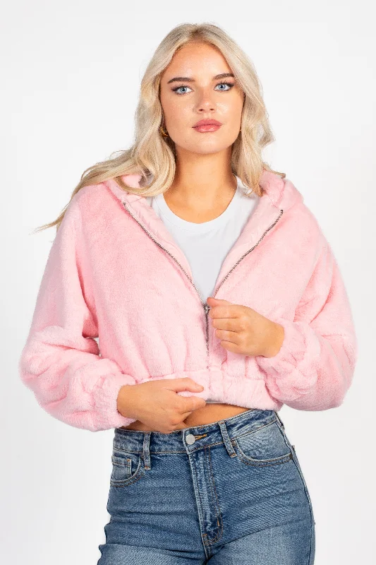 Deal Dash Alethea Hooded Faux Fur Bomber Jacket