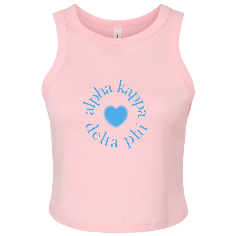Weekend Steals Await Sorority Micro Ribbed Racerback Cropped Tank, Curvy Font W/ Heart Design