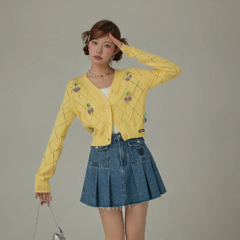 Today's Special Argyle Knit Cherry Button Cardigan