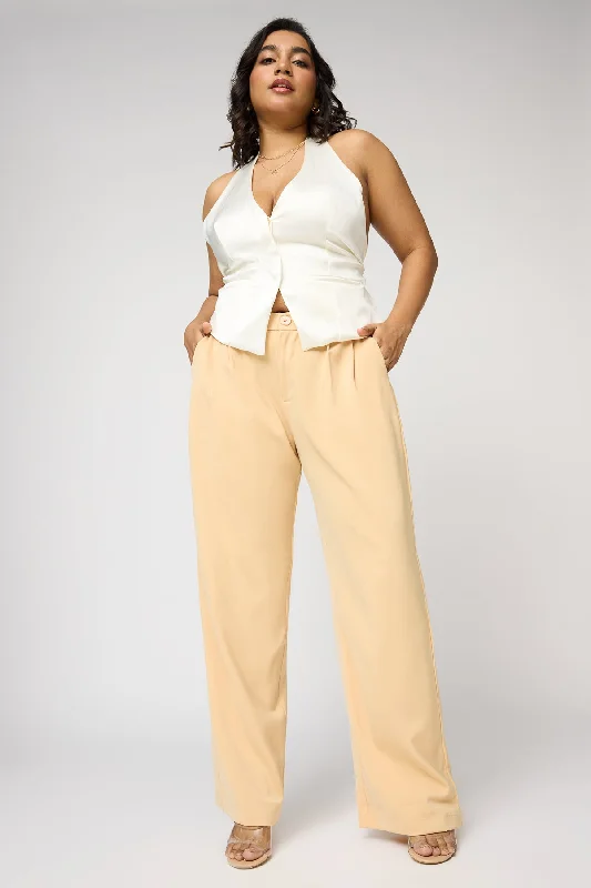 Exclusive Weekend Offers Inside Maple Beige Curve Pleated Straight Korean Pants