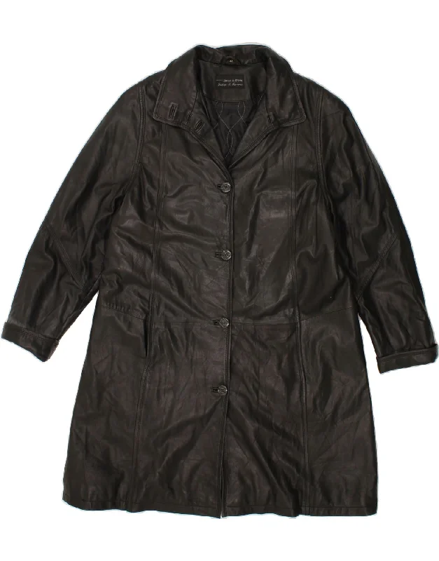 Unbeatable Prices VINTAGE Womens Leather Coat IT 44 Medium Black Leather