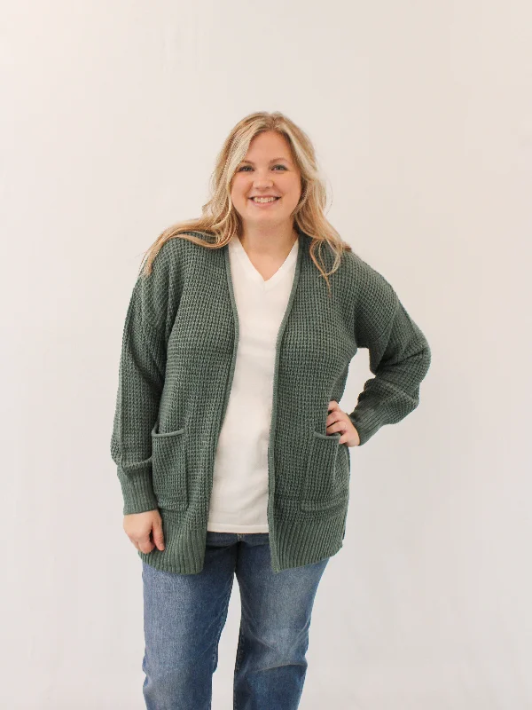 Weekend Deals to Brighten Your Day ZURI REG/CURVY WAFFLE CARDIGAN