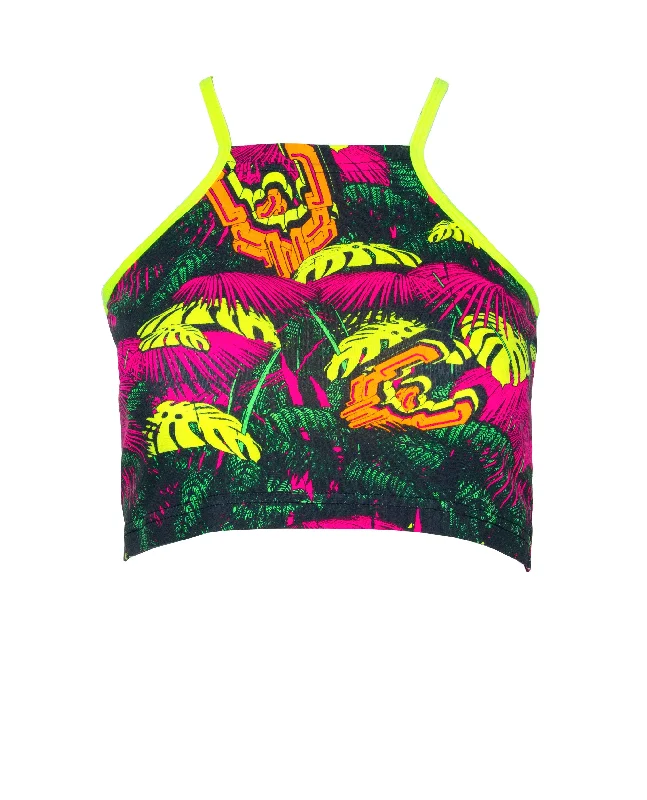 Weekend Deals That Sizzle TANK CROP TOP NEON JUNGLE
