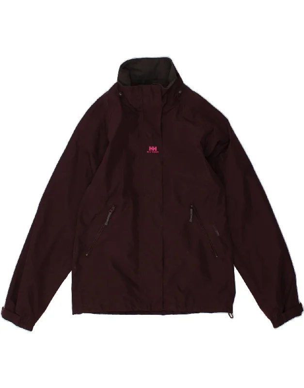 Massive Savings HELLY HANSEN Womens Rain Jacket UK 14 Medium Burgundy Polyester
