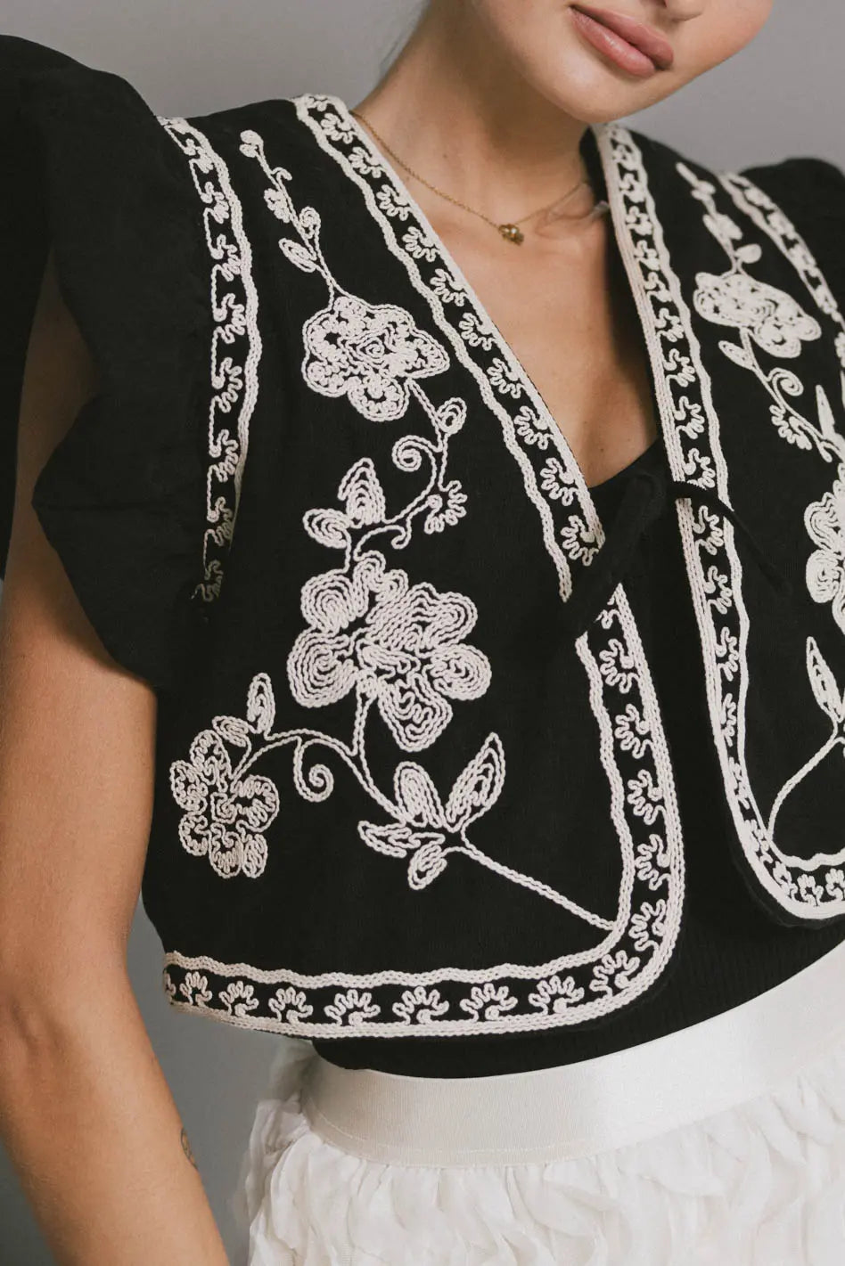 Special Offer Damaris Embroidered Vest in Black