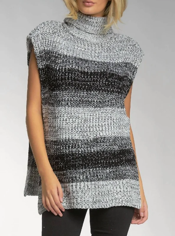 Weekend Offers That Shine Sleeveless Sweater In Black/grey Stripe