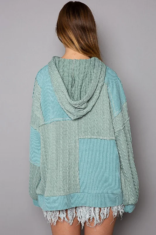 Best Bargains Balloon Sleeve Cut Sew Sweater Knit Top in Jade Green