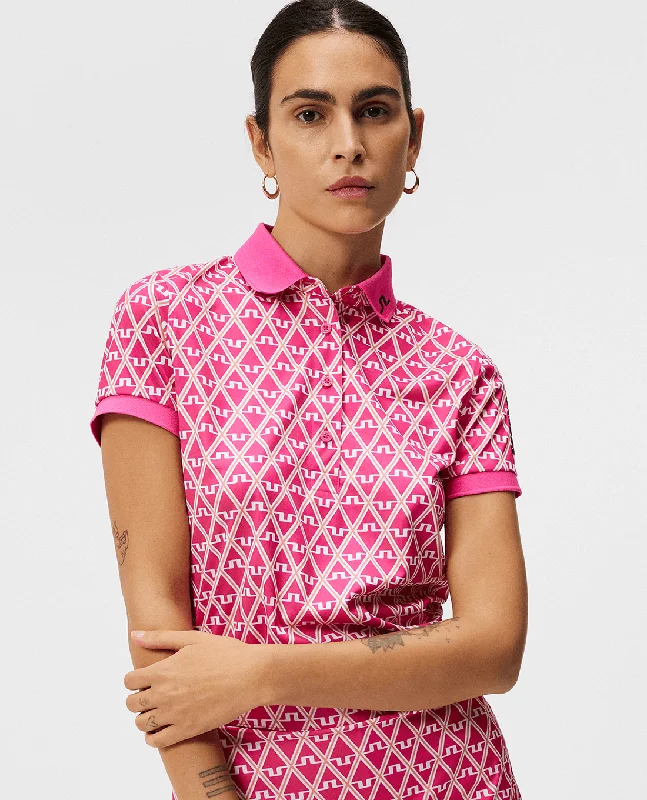 Extra Savings J.Lindeberg Tour Tech Polo Geo Fuchsia Purple