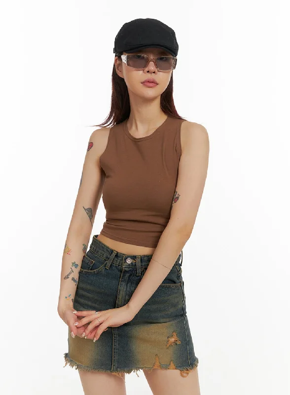 Hot Buy Basic Sleeveless Crop Top IY410