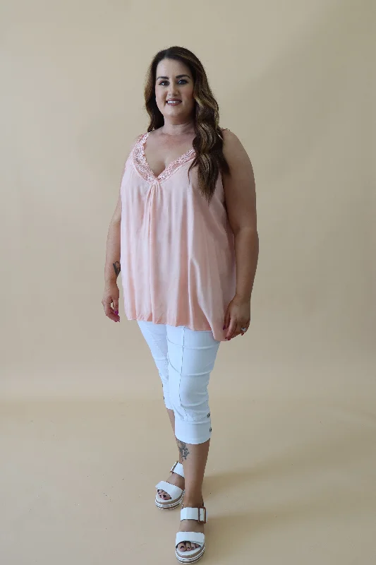 Bargain Alert Lily Lace Trim Cami in Peach