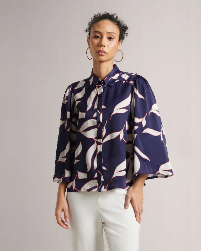 Major Deal Purple Floral Bell-Sleeved Shirt