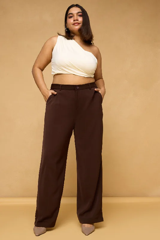 Weekend Deals to Brighten Your Day Curve Dark Brown Sleek Korean Pants