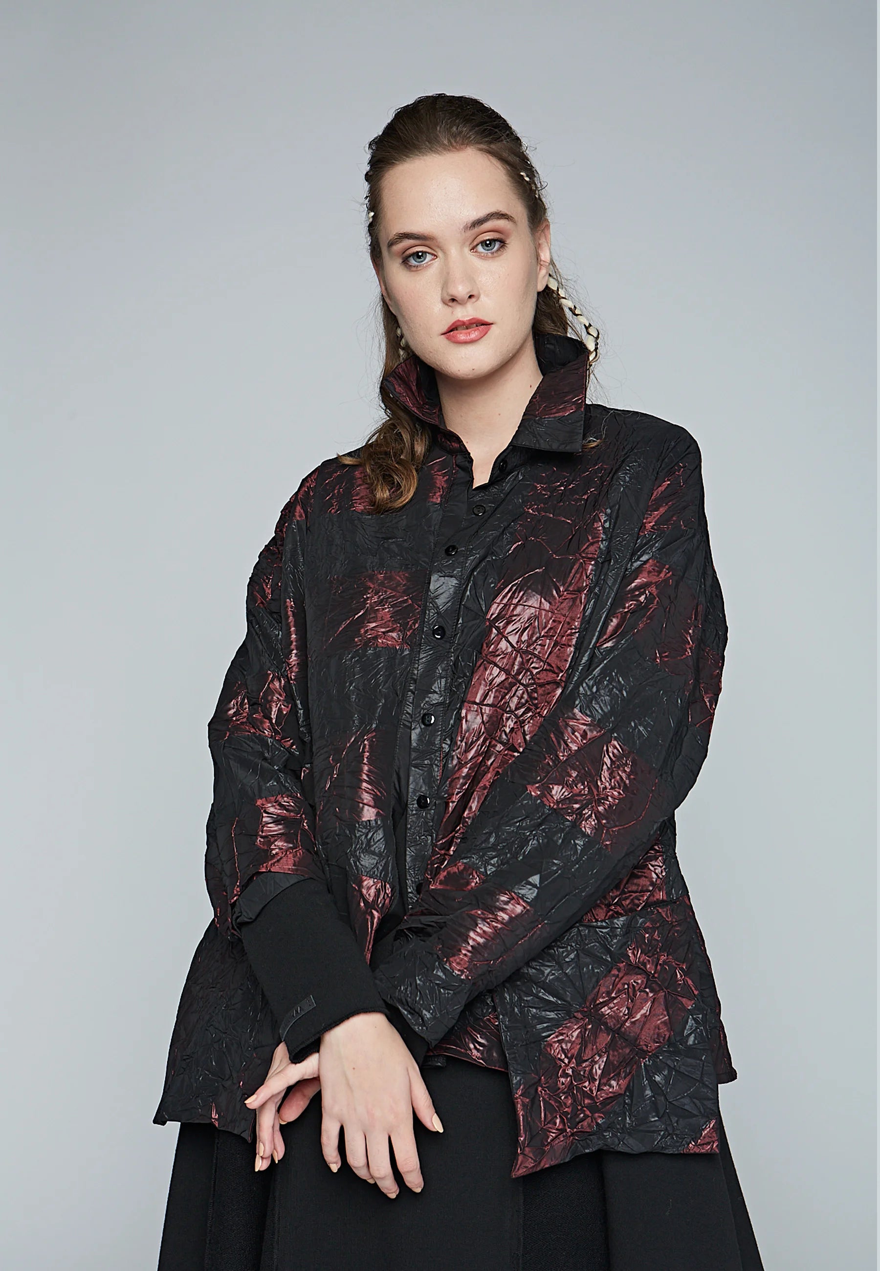 Unmissable Offer SHIMMER Loose, wrinkled memory taffeta shirt