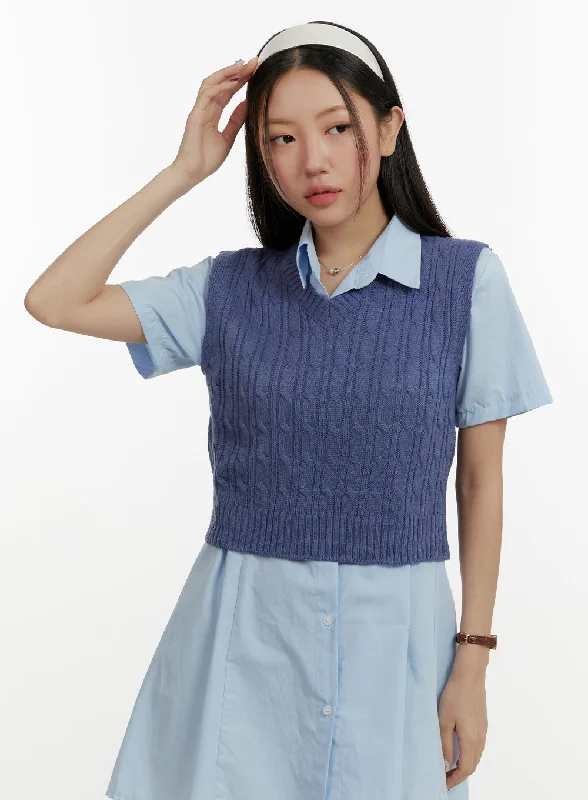 New Markdowns Cable Knit V-Neck Vest OY413