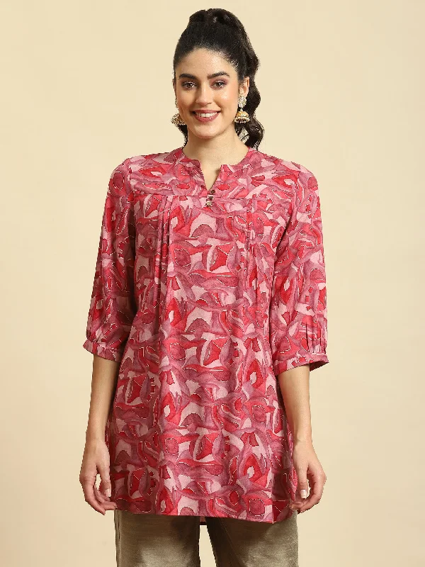 Bonus Savings Women Pink Abstract Print Tunic