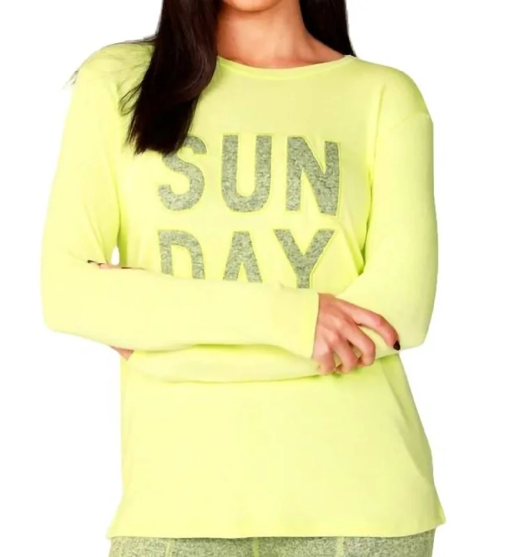 Weekend Deals That Wow Long Sleeve Sunday Crew Top In Lime
