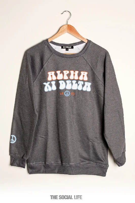 Exclusive Deal Alpha Xi Delta Peace Raglan Crewneck