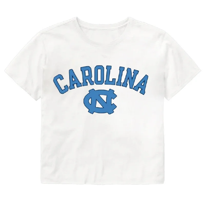 Limited Quantity Carolina Tar Heels Basic Crop Top in White Cropped T-Shirt