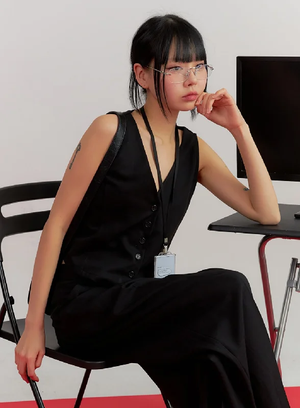 Weekend Specials to Relish Solid Buttoned Vest IM414