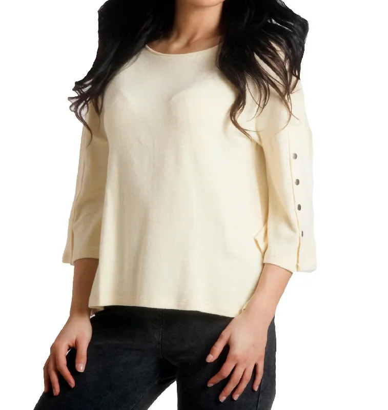 Weekend Discounts to Celebrate Adriana Kashmira 3/4 Button Sleeve Sweater In Yellow