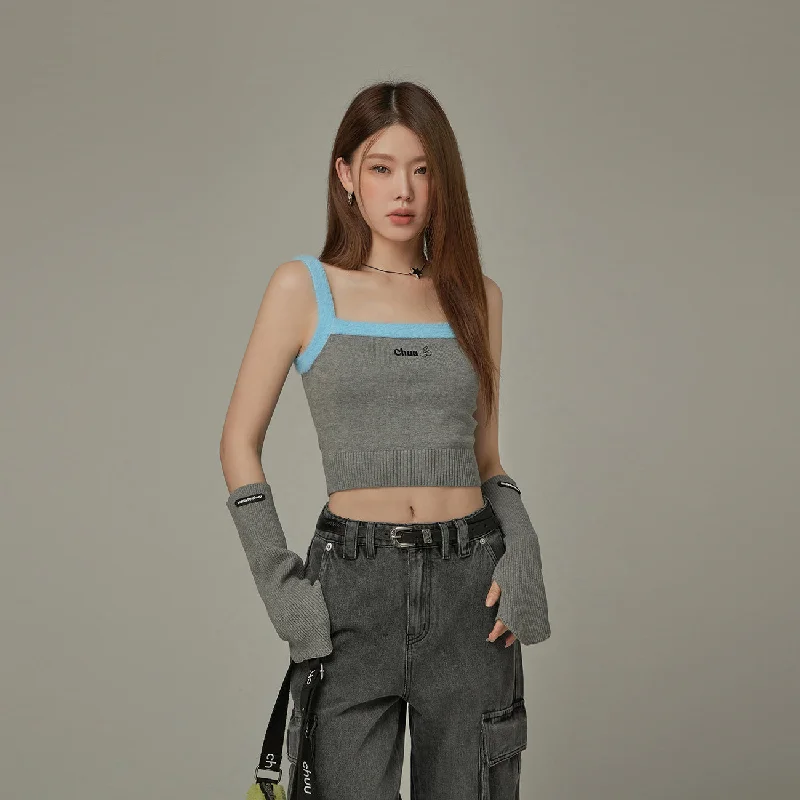 Steal Deal Line Color Scheme Sleeveless Crop Top