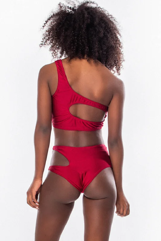 The Best Prices Morgan dark red pole shorts