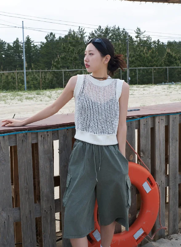 Early Access Open Stitch Sleeveless Top CY316