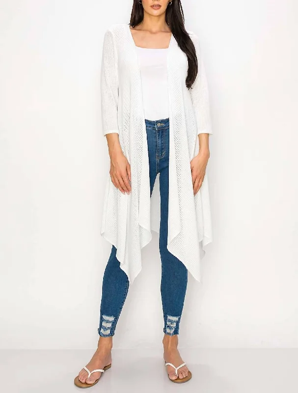 Weekend Specials to Cherish Long Sleeve Knit Duster In White