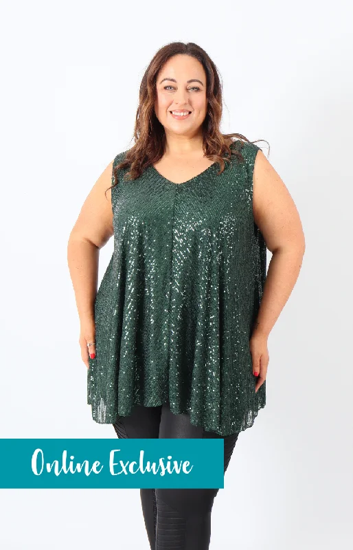 Referral Discount Elizabeth Sequin Vest Top in Green