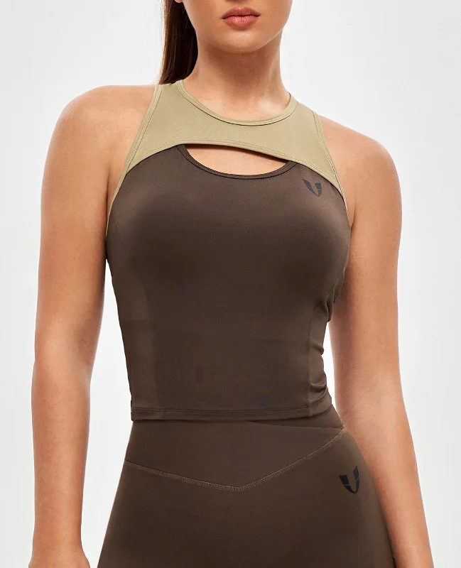 Weekend Deals That Please Cutout Tank Top - Dark Brown