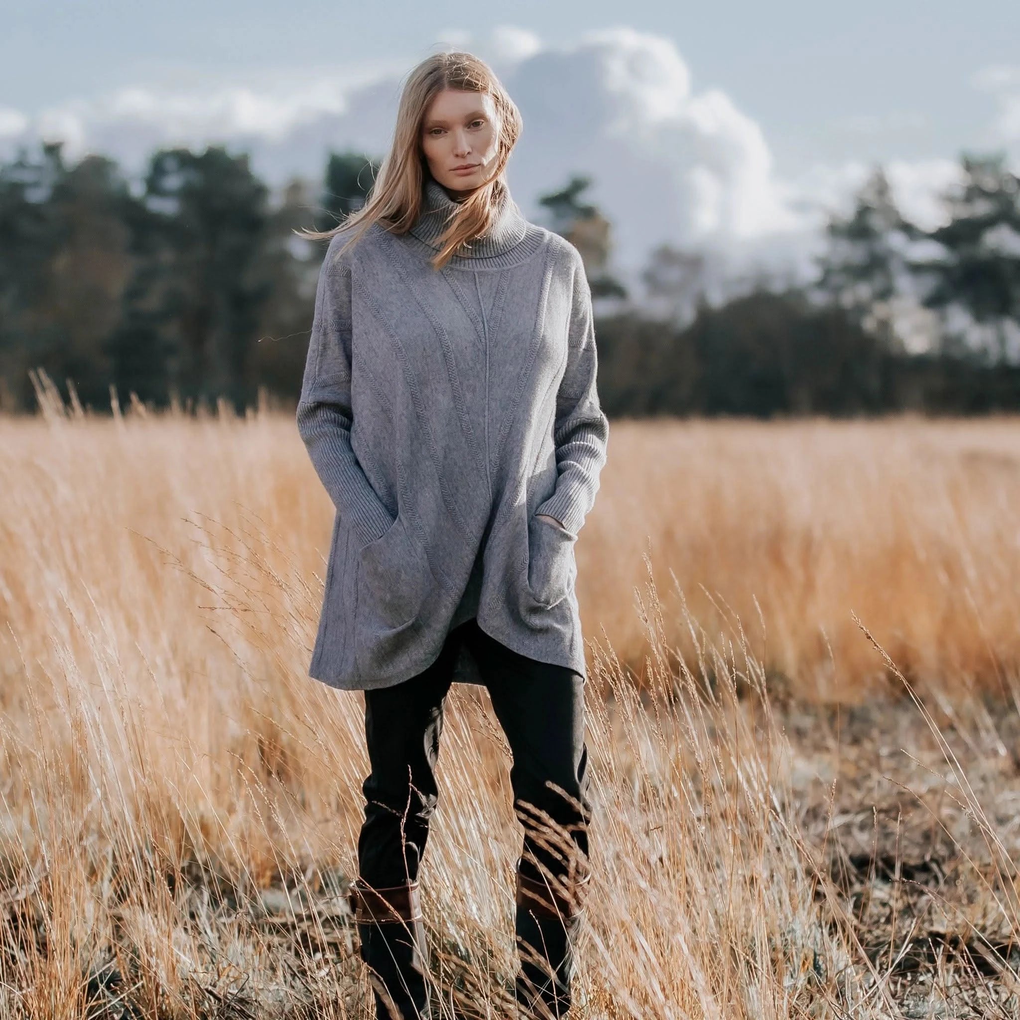Weekend Offers That Impress Cable Knit Grey Jumper